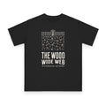 Mycorrhizal Network design on black organic cotton t-shirt by Emogine — GOTS-certified regenerative agriculture apparel