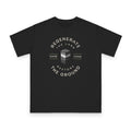 Restore the Ground design on black organic cotton t-shirt by Emogine — GOTS-certified regenerative agriculture apparel